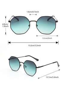 一副铜色几何全框双色现代简约时尚男士眼镜，适合街头风格、热带海滩度假、狂欢节装扮、夜店活动，适合所有脸型 - 1pc 黑框灰綠片 - 查看 6