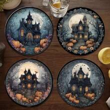 1套/4件/6件：万圣节鬼屋图案硅藻泥杯垫、花卉咖啡杯垫、居家和餐厅多场合装饰、日常礼品、餐桌装饰、日常装饰、主题派对装饰 - 彩色 - 查看 6