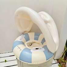 Selection Of Large Inflatable Seagull Float, Suitable For Various Water Sports In Summer; Retro Striped Inflatable Lounger, Multi-Color Blue & Pink Sun-Shading Inflatable PVC Retro Floral Striped Pool, Beach Essentials, Beach Accessories