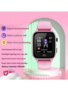 Orologio smart GPS per bambini da 3 a 15 anni, con tracciamento in tempo reale, impermeabile, con funzione di chiamata, SOS, fotocamera, recinzione geografica, pedometro, anti-smarrimento e localizzatore, capacità batteria 400mAh