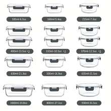 24pcs (12 Lids 12 Containers) Glass Food Storage Containers, With Lids, Ideal For Meal Prep, Kitchen Storage, Lunch Use, Leak Proof, Sealed Glass Lunch Box, Suitable For Microwave, Oven, Fridge And Dishwasher, Local Warehouse - Hộp đen 24 chiếc (12 hộp + 12 nắp) - Xem 2