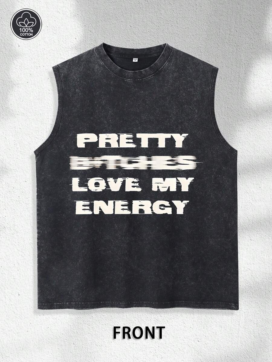 Energy Slogan! "PRETTY B*TCHES LOVE MY ENERGY" Sleeveless T-Shirt, Personalized Text Design, Unlock The Street Attitude! - màu đen - Xem 1