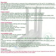 原装 4 天线 1200Mbps WiFi USB 3.0 适配器 2.4G/5GHZ 双频 WiFi 适配器 无线网卡 802.11b/G/N 兼容 Win 10/11 - 黑色 - 查看 5