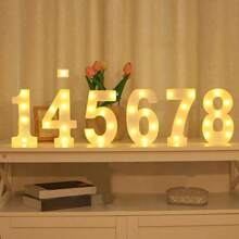 1pc 0-9 Numeral Theme Restaurant Decor LED Light Night Lamp, Party Wedding Cocktail Decoration, Christmas - White - View 4