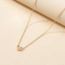 Gold Silver Simple Love Heart Charm Necklace Minimalist Wedding Party Jewelry - Gold - View 2