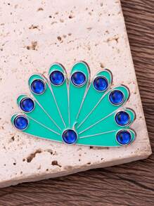 1 件新款女孩 Reddy 孔雀胸针，孔雀宝石金属胸针徽章女士和男士肩章背包时尚珠宝配饰礼物圣诞节 - 彩色 - 查看 2