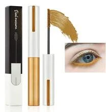 Colored Colorful Waterproof Blue Mascara For Eyelashes Set, White Black Brown Purple Long Lasting Charming Voluminous Cruelty Vegan Eye Makeup (6 Colors) - C-1Pc 03#gold - 查看 1