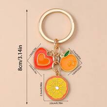 1pc Women's New Fashion Creative Alloy Drip Oil Fruit Key Chain Minimalist Heart Orange Pendant Bag Charm Backpack Decor Keychain For Bag Car Accessories For Women - Multicolor - View 2