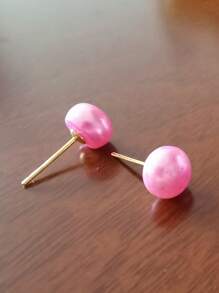1 Pair 7-8mm Natural Pink Freshwater Cultured Pearls And S925 Stud Earrings For Women Daily Life Or Party