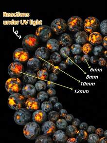 Natural Flame Stone Beads New Yooperlite Sodalite Loose Spacer UV Glowing Fire Stone For Jewelry Making Diy Bracelet 6/8/10/12mm - Flame Stone - View 4