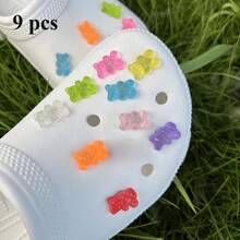 12pcs Acrylic Bear Charms For Shoes - Transparent & Assorted Light Colors, DIY Fashion Shoe Buckle Accessories For Personalization - Multicolor - View 8