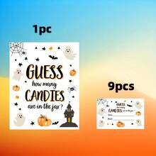 10pcs Guessing Jar Game Cards For Halloween, Candy Counting Party Activity Game Supplies - Multicolor - View 2