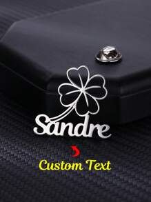 Broșe personalizate cu nume de trifoi cu patru frunze și insigne pentru femei și bărbați, din oțel inoxidabil, personalizate, broșă, insigne, bijuterii personalizate pentru petrecere de nuntă pe haine