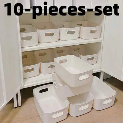 10 Piece Mini Multifunctional Storage Box Set, Durable Plastic Organizer For Cosmetics, Snacks, Kitchen, Bathroom, Dormitory, Storage Boxes, Baskets, Boxes, And Containers For Home Organization
