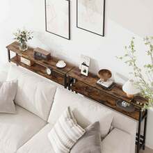 5.9"W Narrow Console Table, 2 Tier Skinny Behind Couch Table For Living Room, Slim Sofa Table With Adjustable Shelf, Industrial Hallway Table For Entryway, Foyer - Brown - View 9