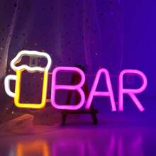 1 pezzo Luce a LED a forma di lettera "Bar", lampada alfabeto a luce bianca calda, combinazione di parole DIY BAR adatta per bar, taverna, festa, compleanno, campeggio, zona pranzo, corridoio, dormitorio, camera da letto, spuntino notturno, ristorante e scene di festa, decorazione per San Valentino, Festa della Mamma, Ognissanti, Natale e altre vacanze - funzionamento a batteria (batterie non incluse)