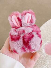 可爱毛绒大象耳朵耳机盒 - 蓝色和粉色，兼容第 1/2 代、Pro/Pro2、第 3 代、第 4 代（可爱的礼物） - 玫瑰紅 - 查看 3