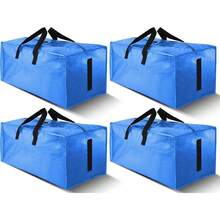 Local Delivery 8 Pack Large Heavy Duty Moving Storage Totes With Zippers And Carrying Handles - Water-Resistant, Foldable For Space Saving, Alternative To Moving Boxes (Semi-Transparent) - Sky Blue - View 1