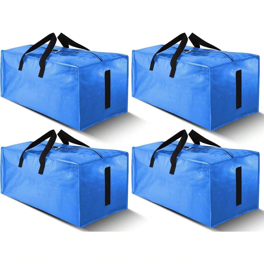 Local Delivery 8 Pack Large Heavy Duty Moving Storage Totes With Zippers And Carrying Handles - Water-Resistant, Foldable For Space Saving, Alternative To Moving Boxes (Semi-Transparent) - Sky Blue - View 1