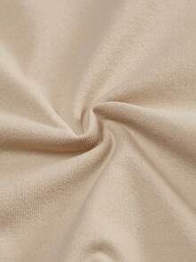 Camiseta de manga corta de corte slim fit para hombres, de color caqui liso, con diseño estampado de letra - Caqui - Ver 4