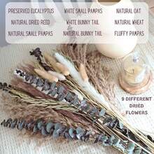 100 PCS Of Boho Pampas Grass Decor, Naturally Dried Pampas, Bunny Tails Dried Flowers, And Dried Eucalyptus Artificial Flowers. Perfect For Weddings, Boho Party Decorations, And Table Decor. - Multicolor - View 8