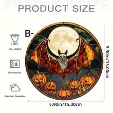 1 Pieza de Atrapasol de Acrílico con Estilo de Vitral de Murciélago y Calabaza Góticos - Decoración Vibrante de Halloween para el Hogar, Bar o Jardín, Ideas de Regalo Perfectas, Decoraciones de Halloween