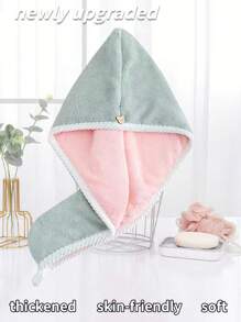 1 pièce/4 pièces Bonnet de lavage de cheveux séchage rapide en polaire de corail, serviette épaisse pour séchage des cheveux, turban mignon pour cheveux, serviette pour sécher les cheveux, usage domestique, salle de bains, douche, matériau absorbant, doux, agréable pour la peau, sans peluche, convient pour un usage quotidien