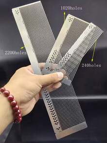 3Pcs Diamond Painting Ruler, Large 2200 Holes, Stainless Steel Correction Ruler, Handicraft Mosaic Cross Stitch Diamond Embroidery Tool Accessories, Beginner Hobby - Multicolor - View 1