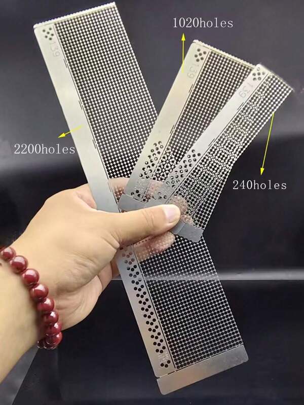 3Pcs Diamond Painting Ruler, Large 2200 Holes, Stainless Steel Correction Ruler, Handicraft Mosaic Cross Stitch Diamond Embroidery Tool Accessories, Beginner Hobby