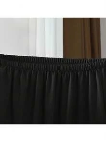 Funda Elástica 4pcs Protectora De Silla Comedor Color Sólido, Tejido de alta calidad, suave y cómodo, no plegable, sin necesidad de planchado. Fácil de limpiar. Lavable a máquina - Negro - Ver 8