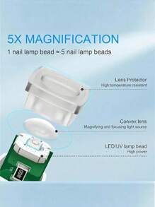 Movcle Nail Polish Curing Lamps Handheld UV/LED 180mAh Battery Pack Hybrid Light For Gel Nails, Mini Nail Lamp, Portable Cordless Rechargeable, Fast Curing - 白色 - 查看 5