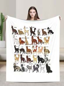 Warrior Cats   The Letter A Flannel Blanket For Girls And Boys, Anime Gift Cover Blanket, Comfortable Plush Flannel Fleece Printed Blanket, Double Blanket, Lightweight Plush, Suitable For Bed Decoration 50x40inch