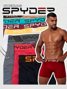 Kit 5 Cuecas Boxer Masculinas Original Spyder microfibra - Multicolorido - Visão 4