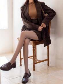 1 pieza Leggings de mujer de color negro sólido para invierno, sexy y transparente, talla grande, elástico, forro de felpa, pantalones térmicos, adecuado para otoño/invierno (0-15°C)