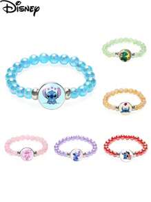 1 buc brățară cu mărgele colorate Disney Stitch Interstellar Baby Cartoon, brățară pentru femei, brățară, accesoriu, potrivită pentru ținuta zilnică, cadou de ziua de naștere pentru prietenă/cele mai bune prietene, cadou pentru studenți înapoi la școală, brățară pentru cupluri de petrecere