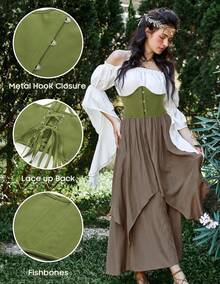 Corset Belt For Women Vintage Wide Waist Fasion Bustier Corset - 紅色 - 查看 9