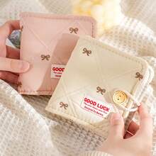 1PC Embroidered Bow One Palace Grid Card Album Gentle Style Soft Fabric Mini Album 3-Inch Small Card,For School Supplies,Back To School - Multicolor - View 2
