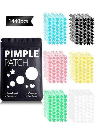 1440片彩色星星脸贴，适合日常装饰、活动和派对，多种颜色派对贴纸，可爱星星形状贴纸，脸贴，防水透气，日常脸部装饰必备，方便携带