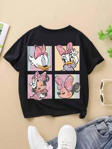(Double Sided Printing)Cartoon Pattern T-Shirt - Comfortable And Casual Short Sleeve Round Neck T-Shirt - Summer Fashion Carefully Designed Pattern
