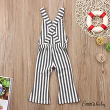 Mono de verano sin mangas para bebés y niñas pequeñas, con rayas verticales elegantes, tirantes y pantalones largos, body y overol - Gris Claro - Ver 2