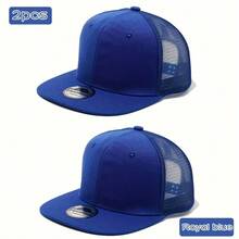 2 件装卡车司机平檐网眼棒球帽，男士夏季大头围，深檐外观最小化，嘻哈街舞帽，春秋季