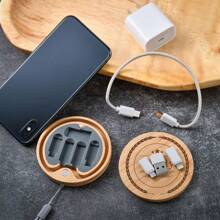 Personalisierter, individueller elektronischer Kabel-Organizer, stilvolle Bambus-Technik-Aufbewahrungsbox, perfektes Jahrestags-Geschenk für Männer, multifunktionaler Datenkabel-Organizer