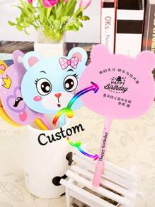 Customizable Creative Stationery Kitten Fan Pen, Customized Kitten Ballpoint Pen. Customized Cultural Propaganda Advertising Fan Pen, Suitable For Back To School Season School Supplies, School Prize Pens, Customized For Schools, Training Institutions, Unit Recruitment Advertising Fan Pens, Customized Names, Cap Color Random