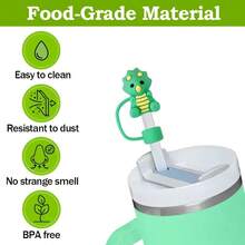 QY 8 Pack Animal Straw Cover Cap For  Cup 3040 Oz Tumbler Silicone Straw Topper Protector Lid In Various Shapes Reusable Cute Dinosaurs Covers For 0.4 Inch 10 Mm Straws 2216 - 8件恐龍吸管套 - 查看 4