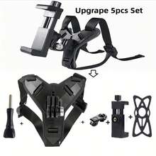 Juego de 5 piezas de soporte para casco - Soporte para teléfono de motocicleta, soporte para cámara de acción, tirador en primera persona - Para conducción al aire libre, transmisión en vivo, grabación de video. Soporte ajustable para teléfonos móviles y cámaras de acción. Soporte de instalación en el casco para motocicletas. Almohadilla antideslizante de silicona, soporte para cámara de acción. - Multicolor - Ver 12