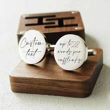 Custom Text Gift, Custom Personalized Cufflinks, Daughter's Wedding Gift For Father,Forever Your Little Girl Wedding Cufflinks, Monogrammed Cufflinks, Father's Day Gift - Silver - View 2