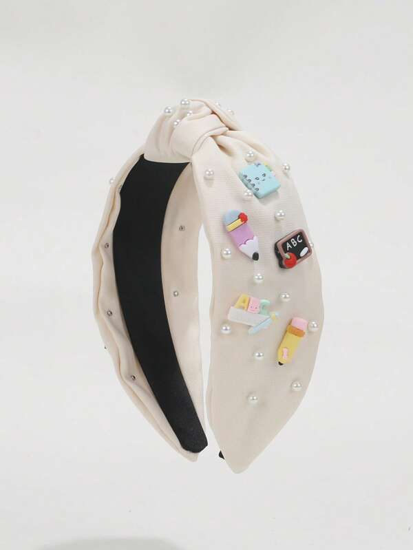 1 قطعة شريط رأس مزين باللؤلؤ هدية شكر لعيد المعلم، شريط شعر للنساء والمعلمات والطالبات، مناسب للاستخدام في أعياد الميلاد، شريط شعر، إكسسوارات شعر مناسبة للخريف