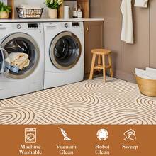 1Pcs Room Decor Modern Rainbow Stripe Geometric Rug For Living Room Bedroom Runner For Hallway Non-Slip Machine-Washable Floor Mat Foldable & Durable Home Decor Abstract Area Rug For Dining Room Dorm - Orange - View 6