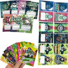 100个7*10厘米香料粉袋婚礼派对防水收纳防臭聚酯薄膜袋礼品袋卡通设计可重复使用拉链密封袋塑料包装袋