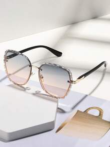 1 件男女通用方形镜框多色花卉镜片时尚眼镜，沙滩配饰，适合女性购物、驾驶、聚会、户外、旅行